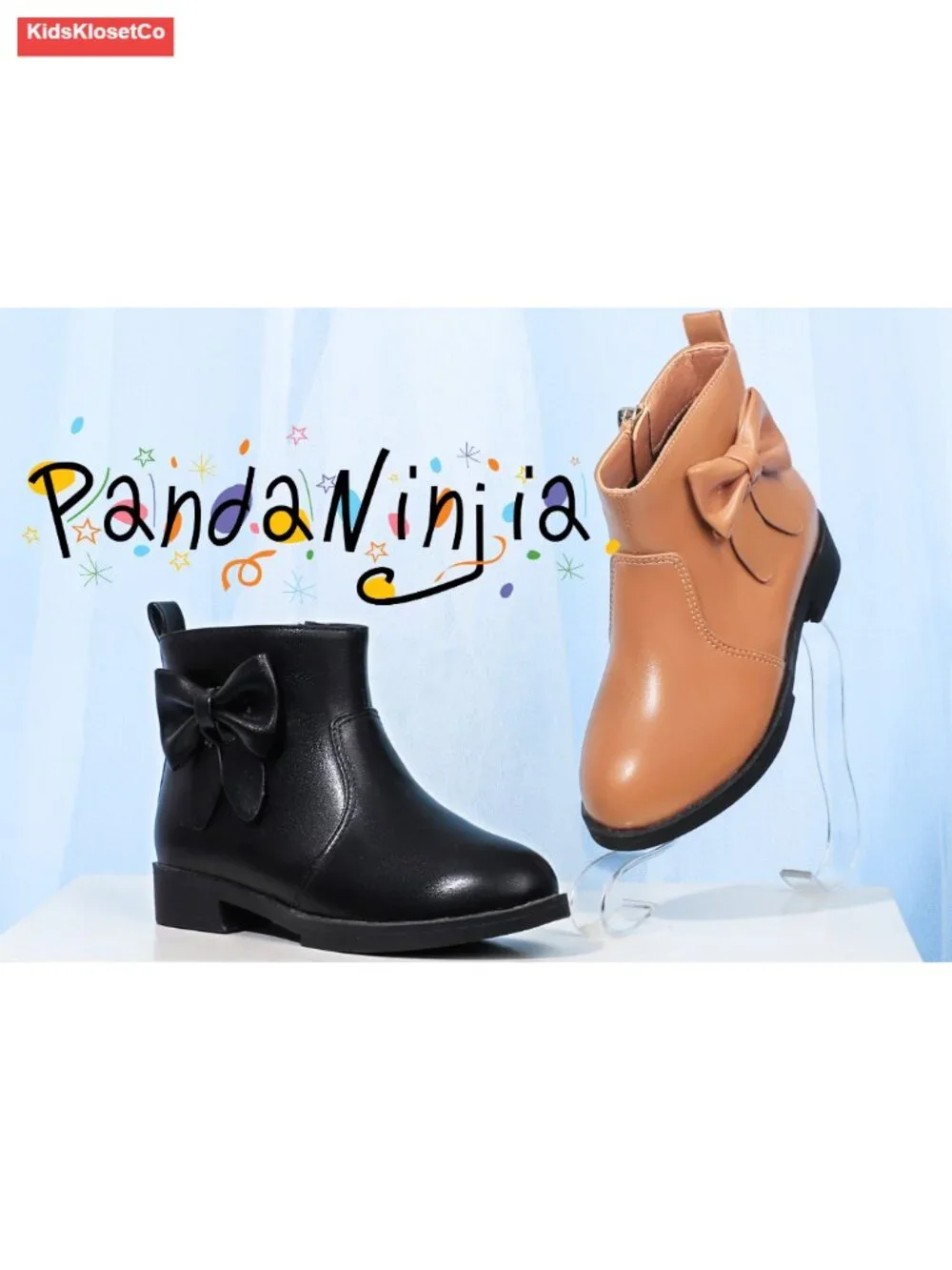 Girls Ankle Boots Bowknot Dress Booties Side Zipper